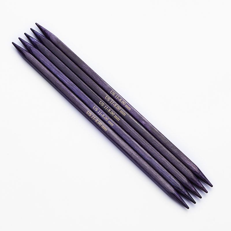 Bộ kim đan 2 đầu bằng gỗ J'adore Cubics dài 15cm, nhập khẩu từ Knitpro - Set 5 cây