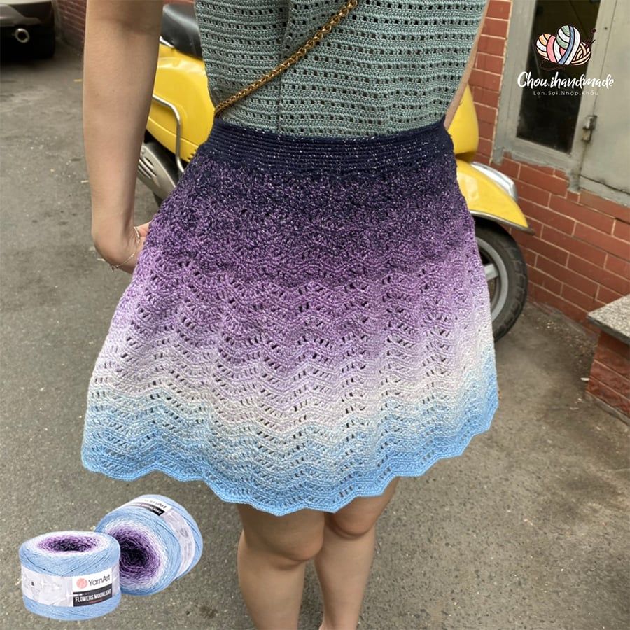 Len lấp lánh Flowers Moonlight - Yarnart đan móc áo, váy, khăn tam giác, áo khoác