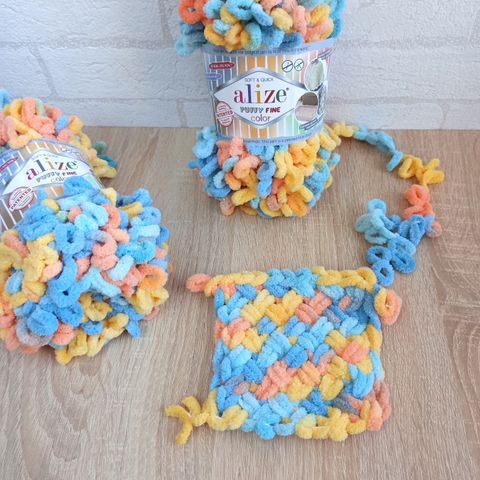 Len to Puffy Fine Color hãng Alize Yarns tết chăn, khăn, vỏ gối, thảm