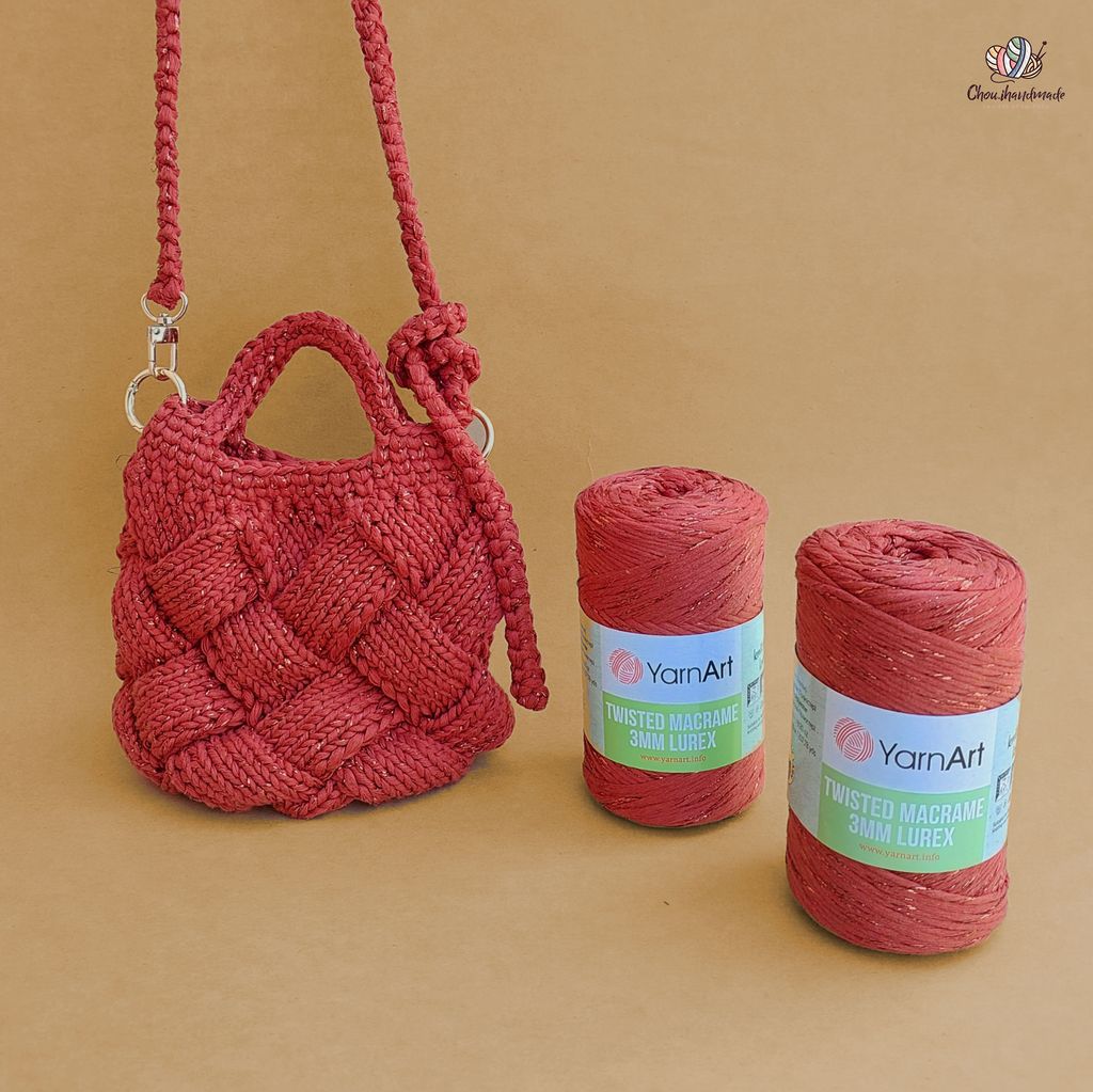 Sợi Twisted Macrame 3 MM Lurex nhập khẩu từ Yarnart, đan móc giỏ xách, nón, trang trí nội thất, vỏ ghế