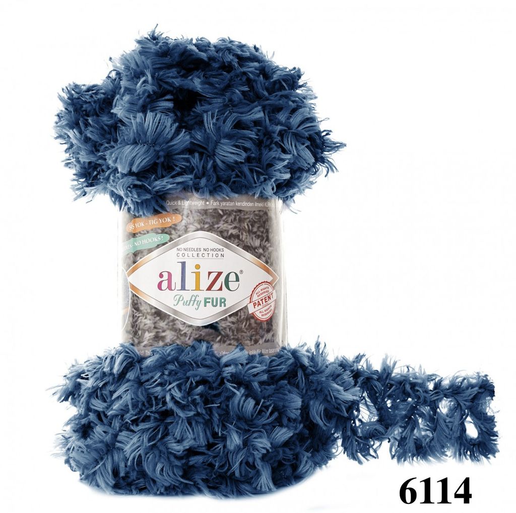 Len lông xù Puffy Fur nhập khẩu từ Alize Yarns, tết vỏ gối, thú bông, áo khoác