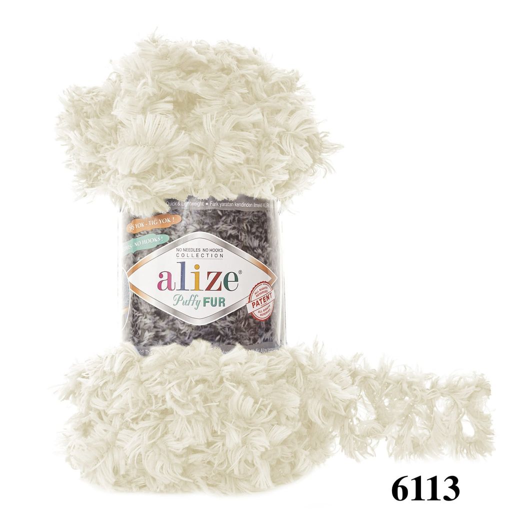Len lông xù Puffy Fur nhập khẩu từ Alize Yarns, tết vỏ gối, thú bông, áo khoác