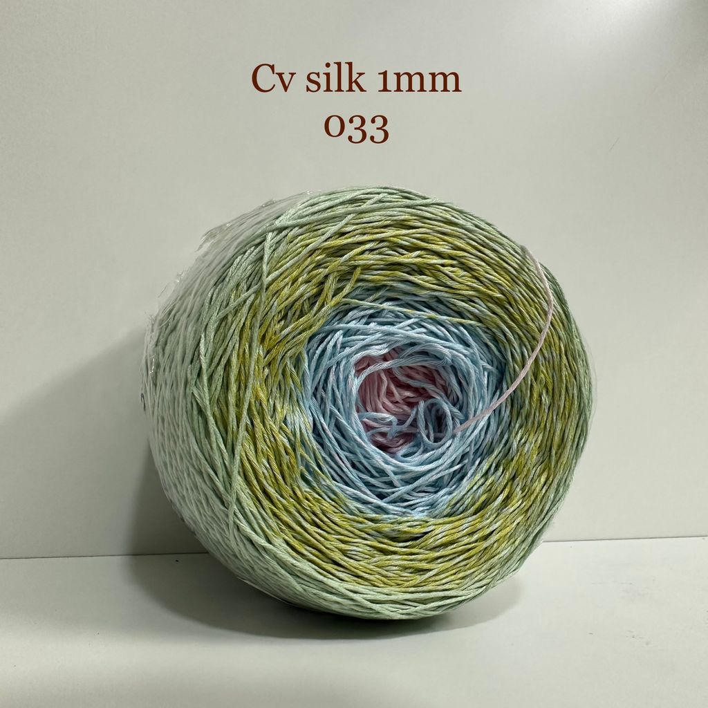 Cầu vồng sợi Silk, cỡ 1.0mm, 300g, dòng bánh, đan móc áo, váy, khăn