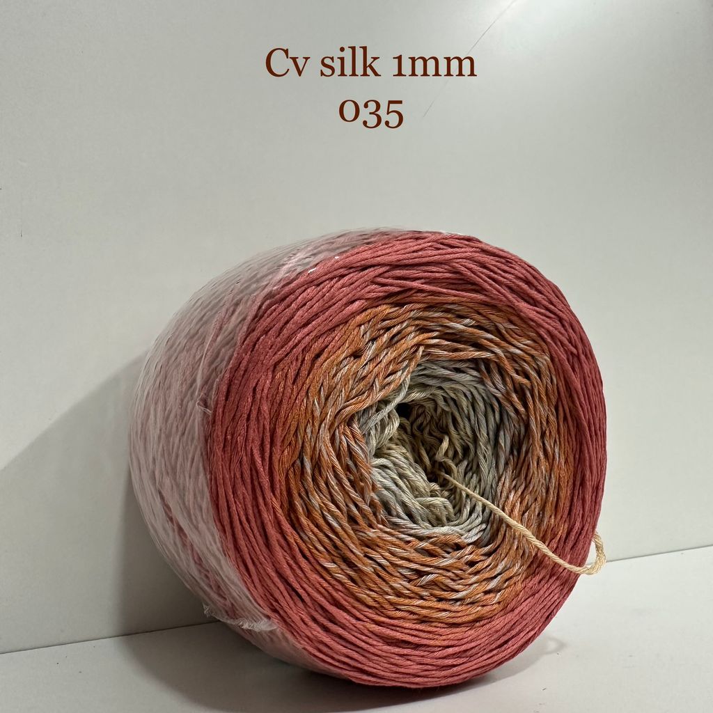 Cầu vồng sợi Silk, cỡ 1.0mm, 300g, dòng bánh, đan móc áo, váy, khăn