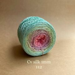 Cầu vồng sợi Silk, cỡ 1.0mm, 300g, dòng bánh, đan móc áo, váy, khăn