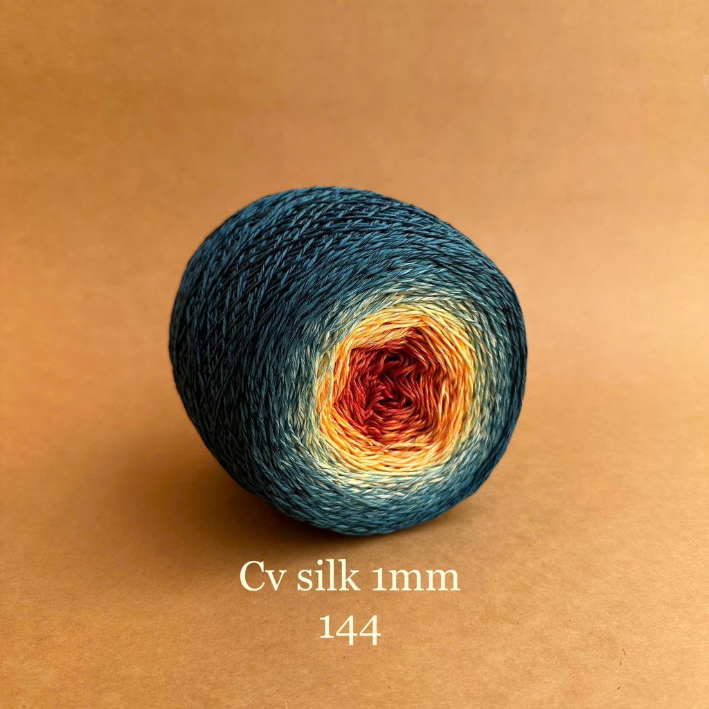 Cầu vồng sợi Silk, cỡ 1.0mm, 300g, dòng bánh, đan móc áo, váy, khăn