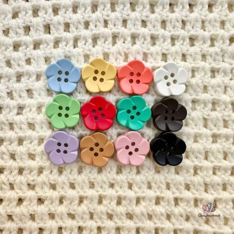 Gói 6 cúc áo 1.6cm, hình hoa, nhiều màu - Chou.ihandmade