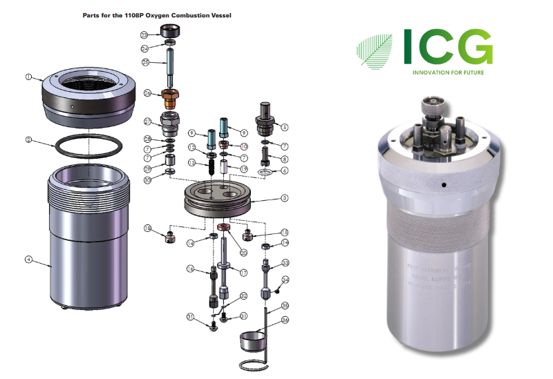 Điện cực cách điện 1095DD2CH - Parr, (sử dụng cho:1108PCL /1108BPCL) 