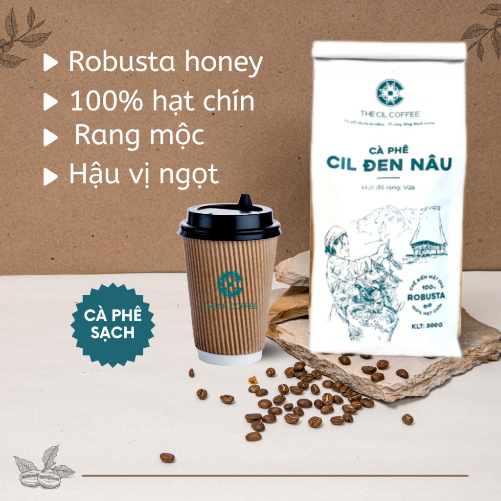  Cà phê hạt rang mộc - pha máy - robusta Buôn Ma Thuột  - The Cil Coffee 