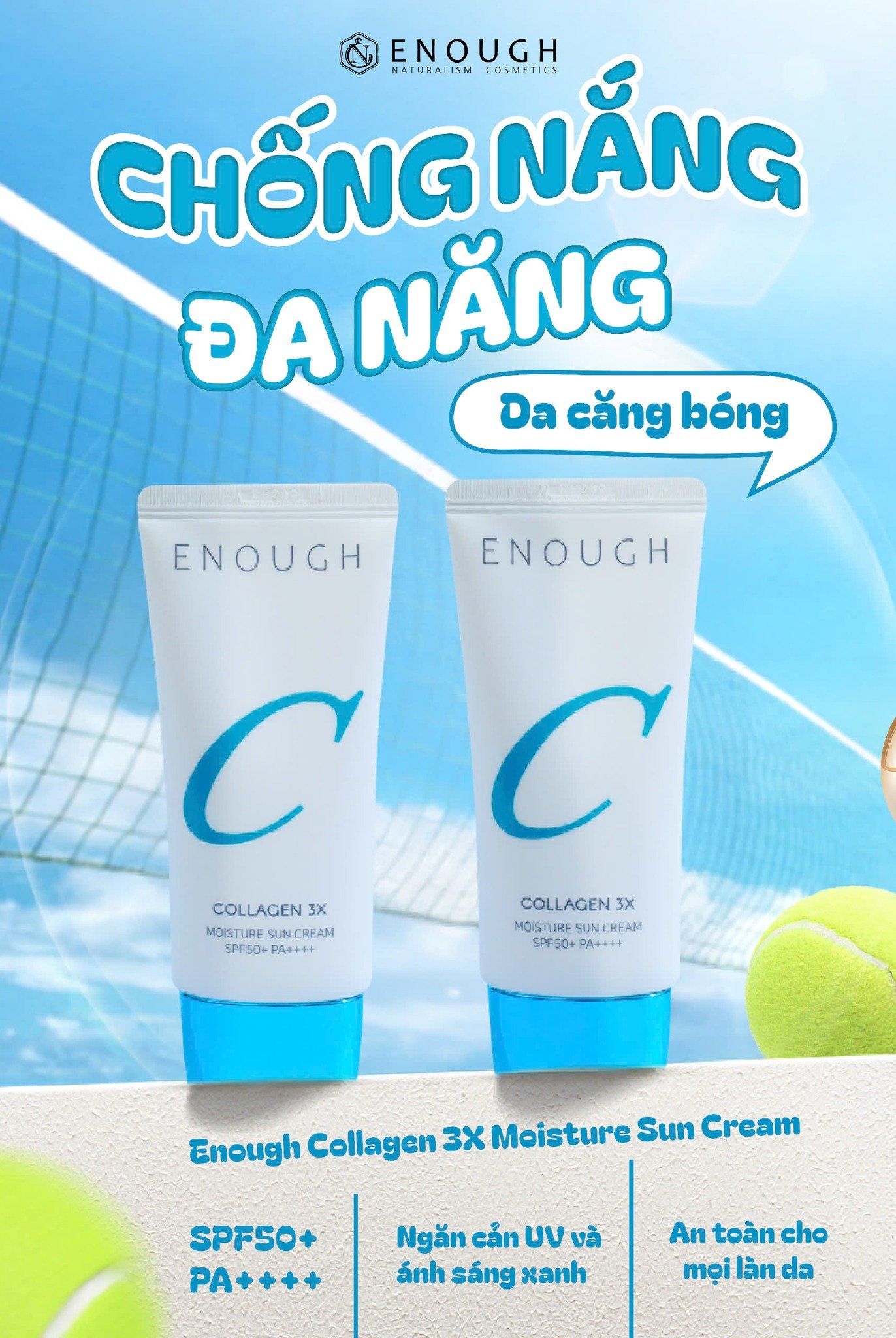 KEM CHỐNG NẮNG COLLAGEN 3X ENOUGH COLLAGEN 3X MOISTURE SUN CREAM 50ML