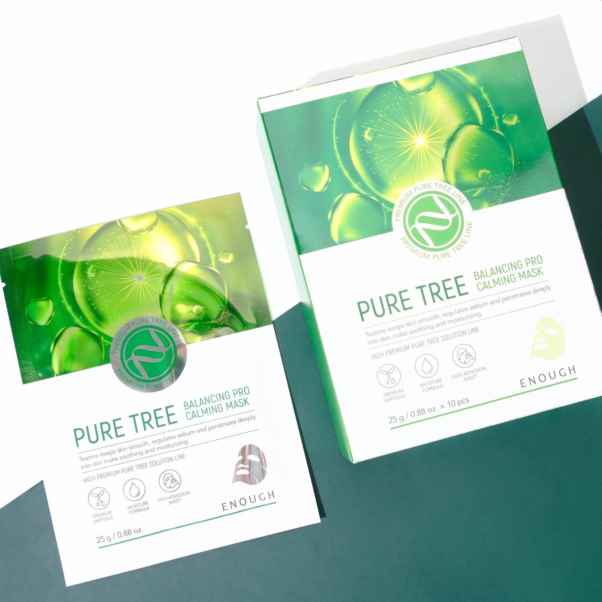 MẶT NẠ TRÀM TRÀ CAO CẤP ENOUGH PURE TREE BALANCING PRO CALMING MASK (HỘP 10 MIẾNG)