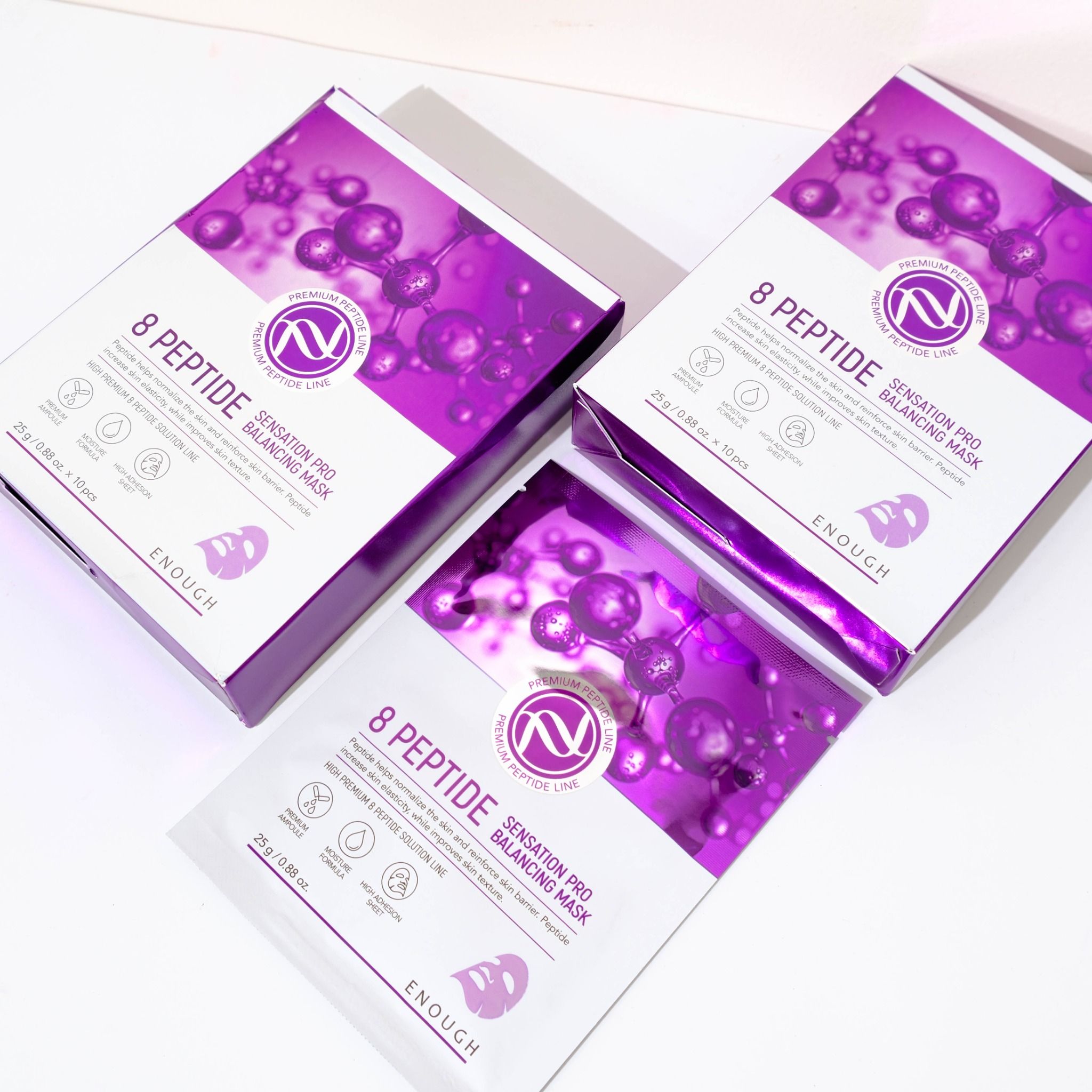 MẶT NẠ PEPTIDE CAO CẤP ENOUGH 8 PEPTIDE SENSATION PRO BALANCING MASK (HỘP 10 MIẾNG)