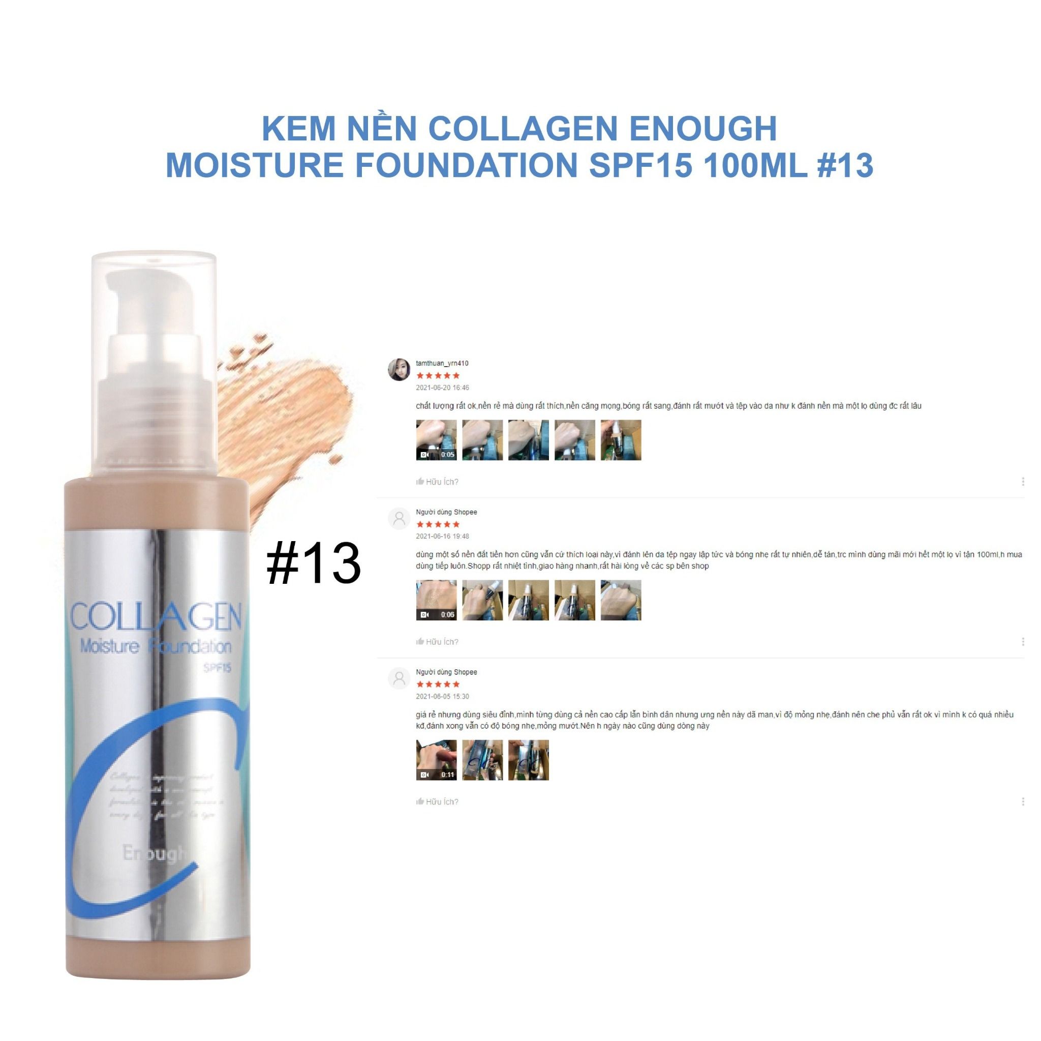 KEM NỀN COLLAGEN ENOUGH MOISTURE FOUNDATION SPF15 100ML
