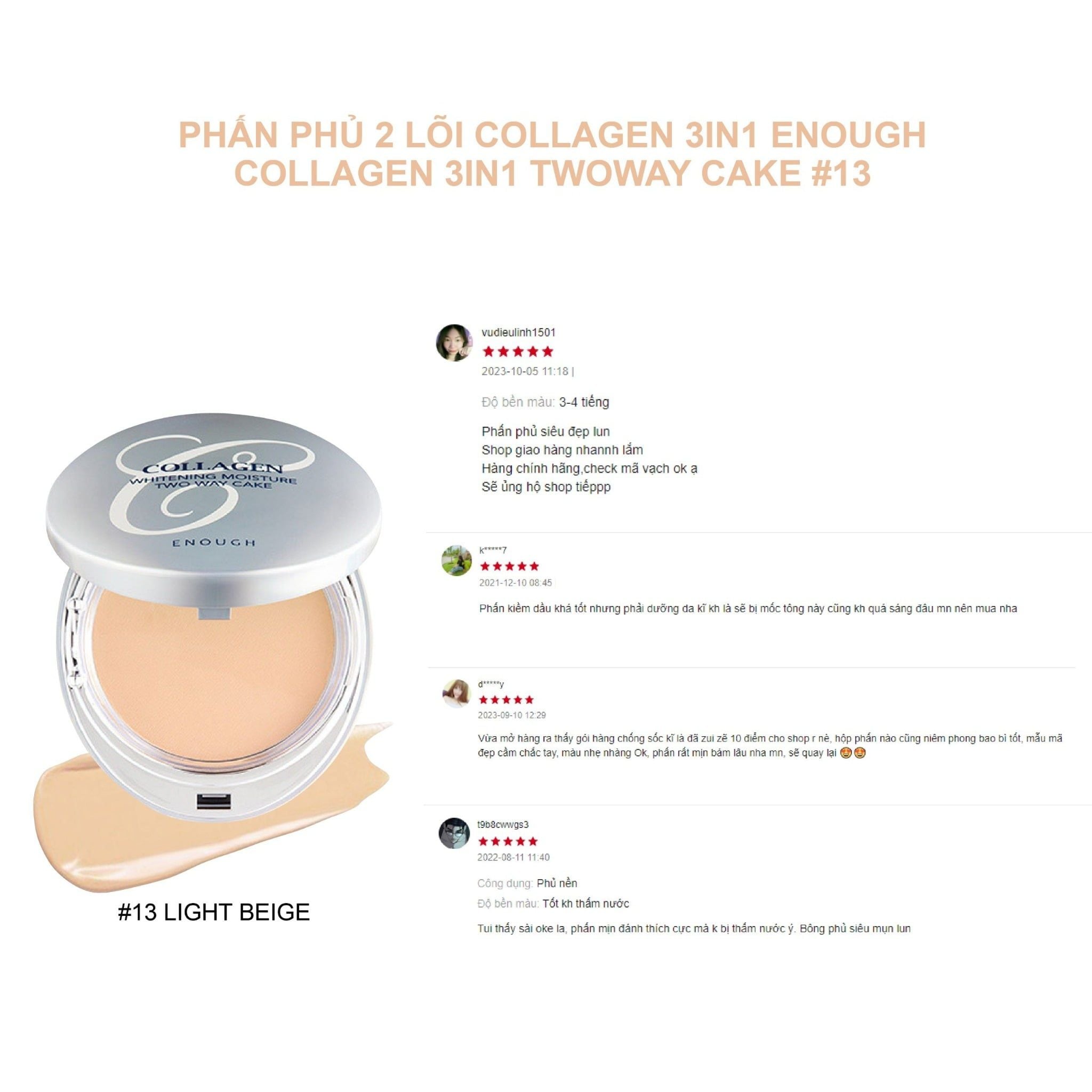 PHẤN PHỦ 2 LÕI COLLAGEN 3IN1 ENOUGH COLLAGEN 3IN1 TWOWAY CAKE