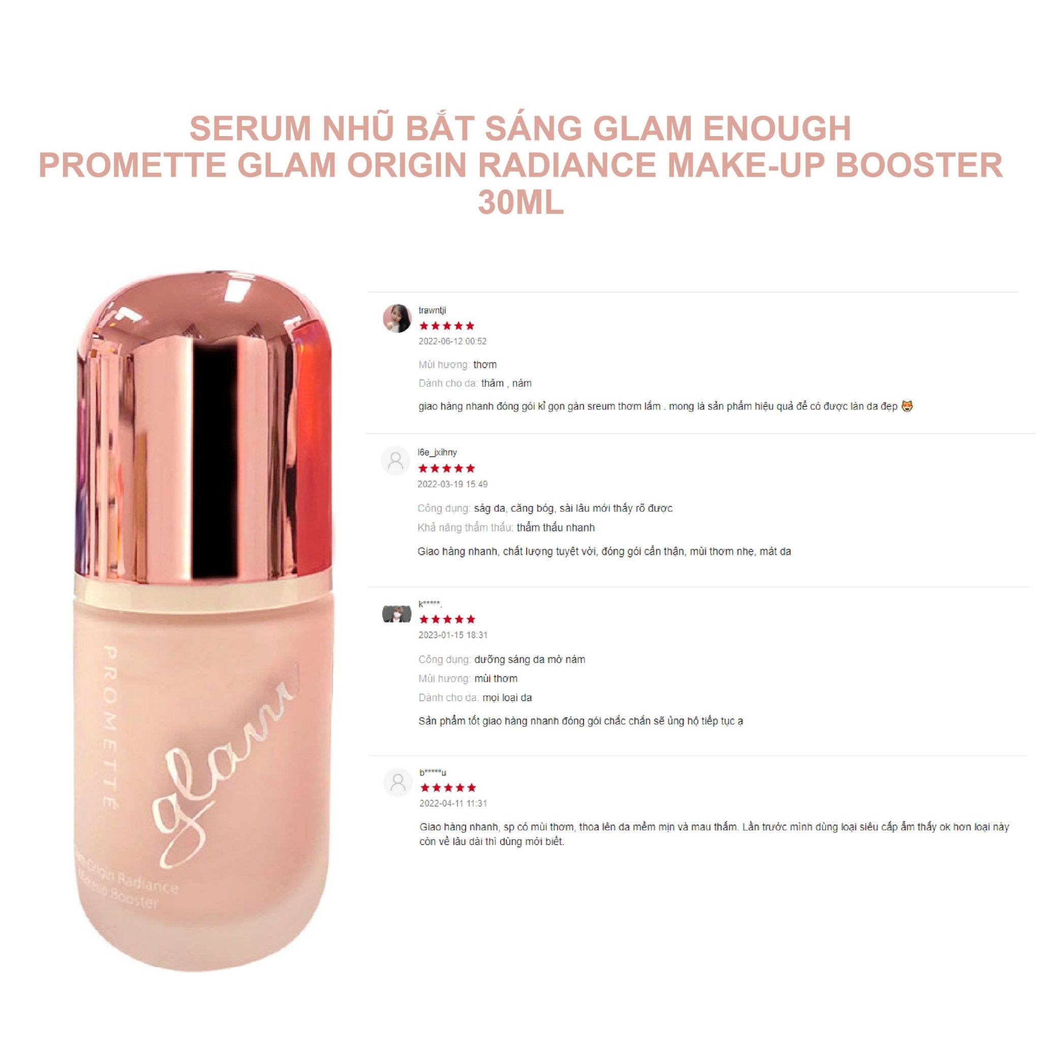 SERUM NHŨ BẮT SÁNG GLAM ENOUGH PROMETTE GLAM ORIGIN RADIANCE MAKE-UP BOOSTER 30ML