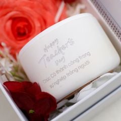 Set quà nến thơm gói khăn voan & tag gỗ 100g