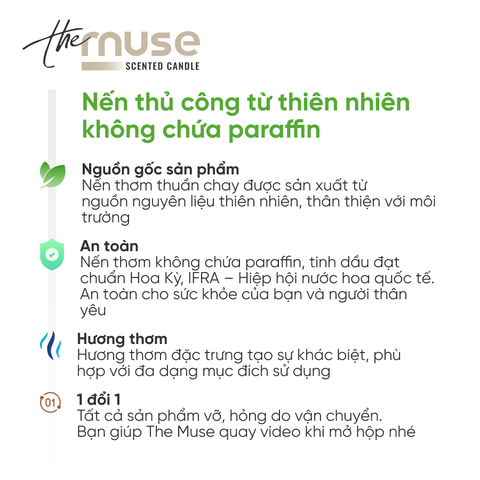 Nến thơm The Muse - Sage & Wood - Hương Xô Thơm & Gỗ Palo Santo