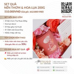 Set quà nến thơm & hoa lụa 200g