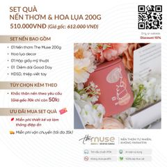 Set quà nến thơm & hoa lụa 200g