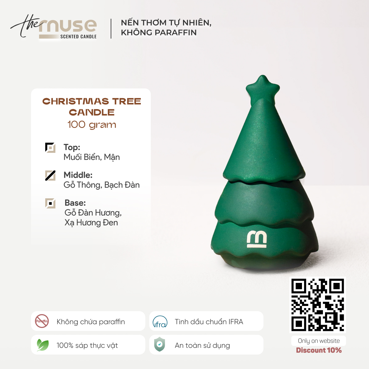 Nến thơm Giáng Sinh Christmas tree 100g
