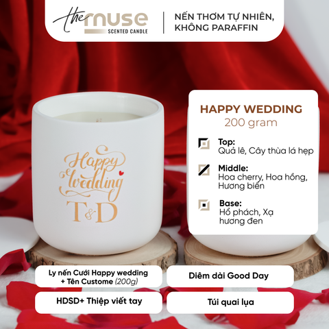 Set quà Nến thơm The Muse - Happy Wedding - Custom Tên Dâu Rể