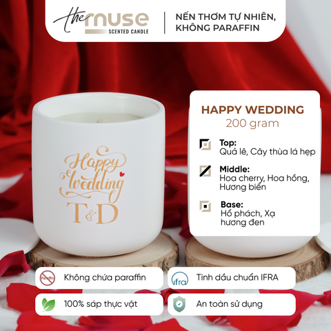 Set quà Nến thơm The Muse - Happy Wedding - Custom Tên Dâu Rể