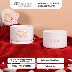 Set quà Nến thơm The Muse - Happy Wedding - Custom Tên Dâu Rể