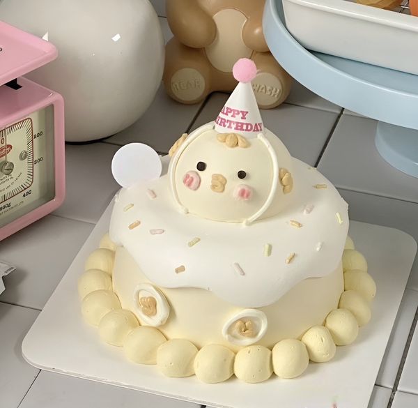 Bánh Sinh Nhật Hàn Quốc Vàng Pastel Mẫu 2