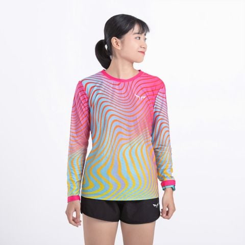 Áo Tay Dài Thể Thao Nữ Wolf Active Vui Vẻ 2 173, Áo Chạy Bộ, Trecking, Cầu Lông, Pickel Ball Thoáng Khí, Nhanh Khô