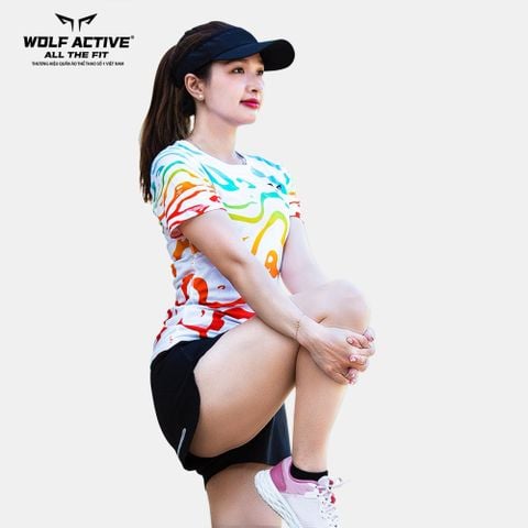 Áo Chạy Bộ Nữ Wolf Active Mạch Ngầm, Chất Vải Wolf Active Nhẹ, Nhanh Khô, Thoáng Khí Co Giãn 4 Chiều