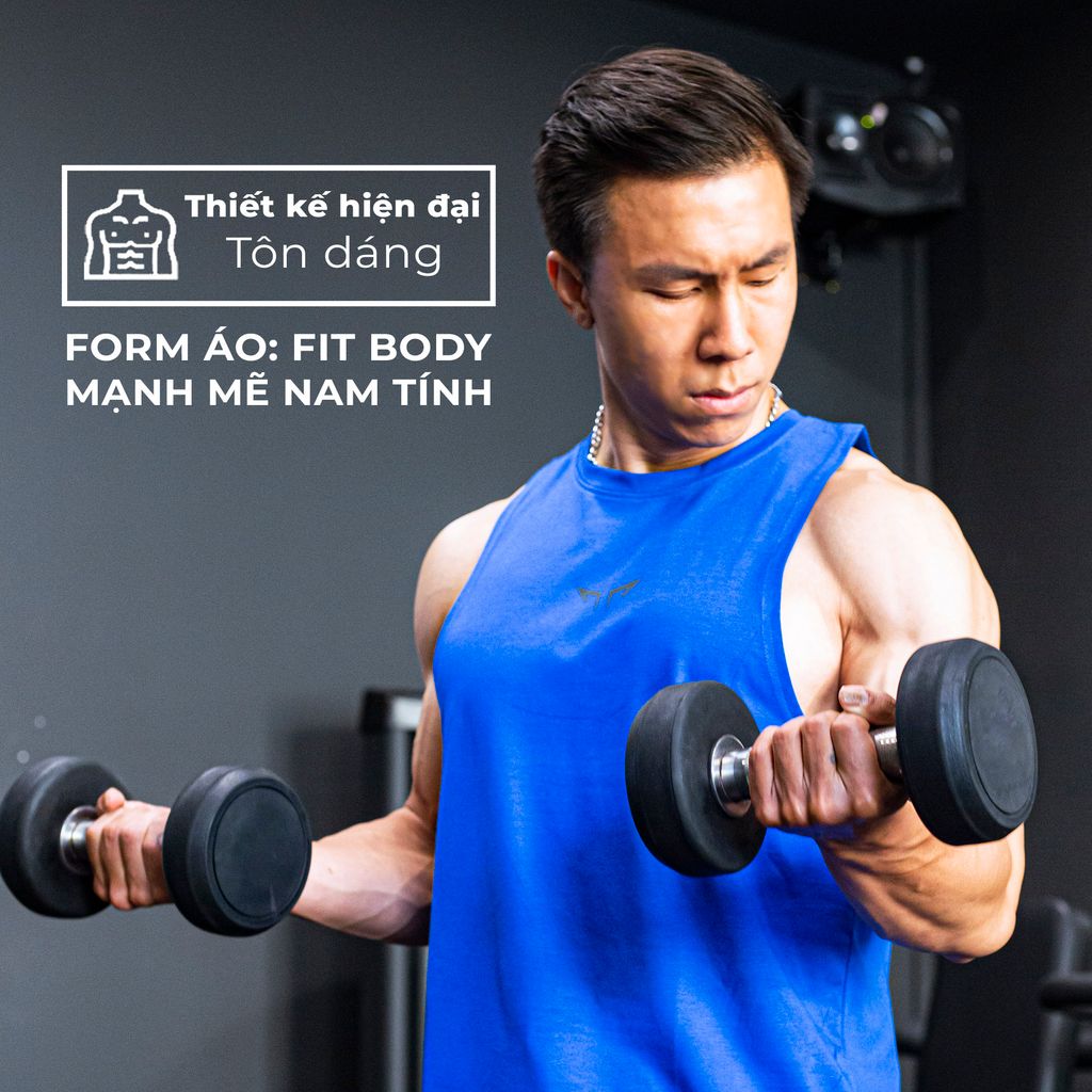 Áo Tanktop Tập Gym Wolf Active Powerflex 186, Chất Vải Cotton mềm mịn, Thấm Hút Mồ Hôi Tốt