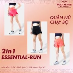 Quần Thể Thao Chạy Bộ Nữ Wolf Active Essential Run 2in1 Chất Vải Cao Cấp Nhẹ, Nhanh Khô Thấm Hút Mồ Hôi Tốt