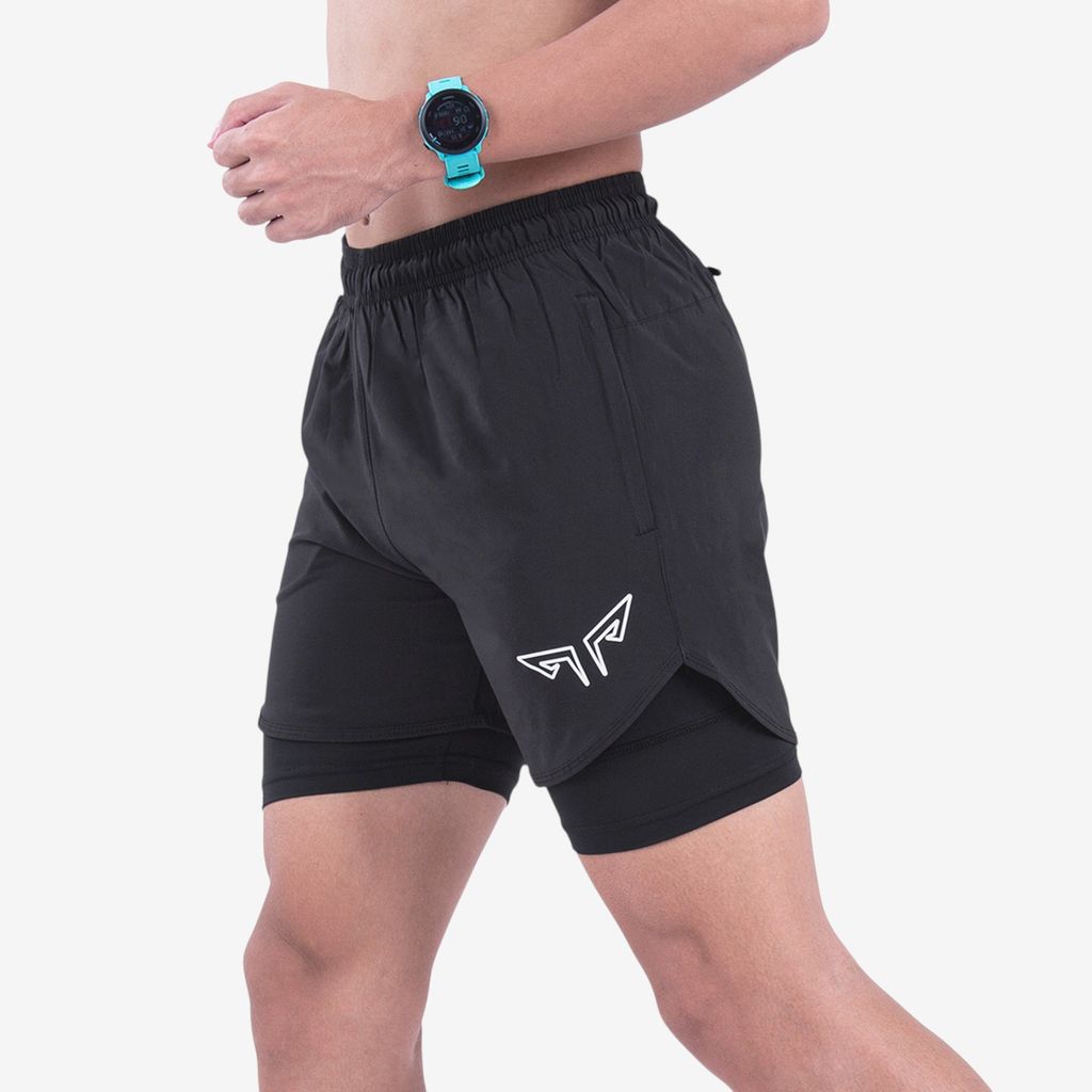 Quần 2 Lớp Chạy Bộ Tập Gym Wolf Active Max Speed 195, Chất Vải Cao Cấp, Nhanh Khô, Nhẹ, Nhiều Túi