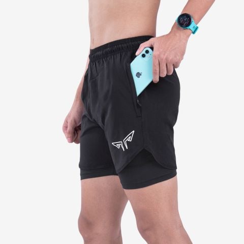 Quần 2 Lớp Chạy Bộ Tập Gym Wolf Active Max Speed 195, Chất Vải Cao Cấp, Nhanh Khô, Nhẹ, Nhiều Túi