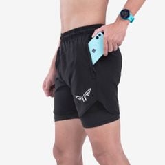 Quần 2 Lớp Chạy Bộ Tập Gym Wolf Active Max Speed 195, Chất Vải Cao Cấp, Nhanh Khô, Nhẹ, Nhiều Túi