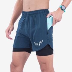 Quần 2 Lớp Chạy Bộ Tập Gym Wolf Active Max Speed 195, Chất Vải Cao Cấp, Nhanh Khô, Nhẹ, Nhiều Túi