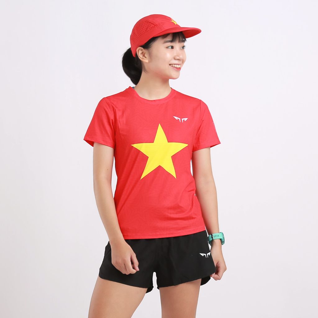 Áo Chạy Bộ Nữ Wolf Active Cờ Đỏ Sao Vàng 54, Chất Vải Active Max Cao Cấp, Mềm Mịn, Co Giãn 4 Chiều