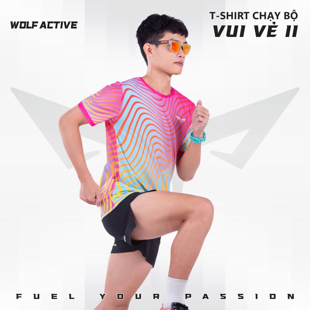 Áo Chạy Bộ Nam Wolf Active Vui Vẻ 2 - 23,Chất Vải Wolf Active, Nhanh Khô, Thấm Hút Mồ Hôi, Co Giãn 4 Chiều