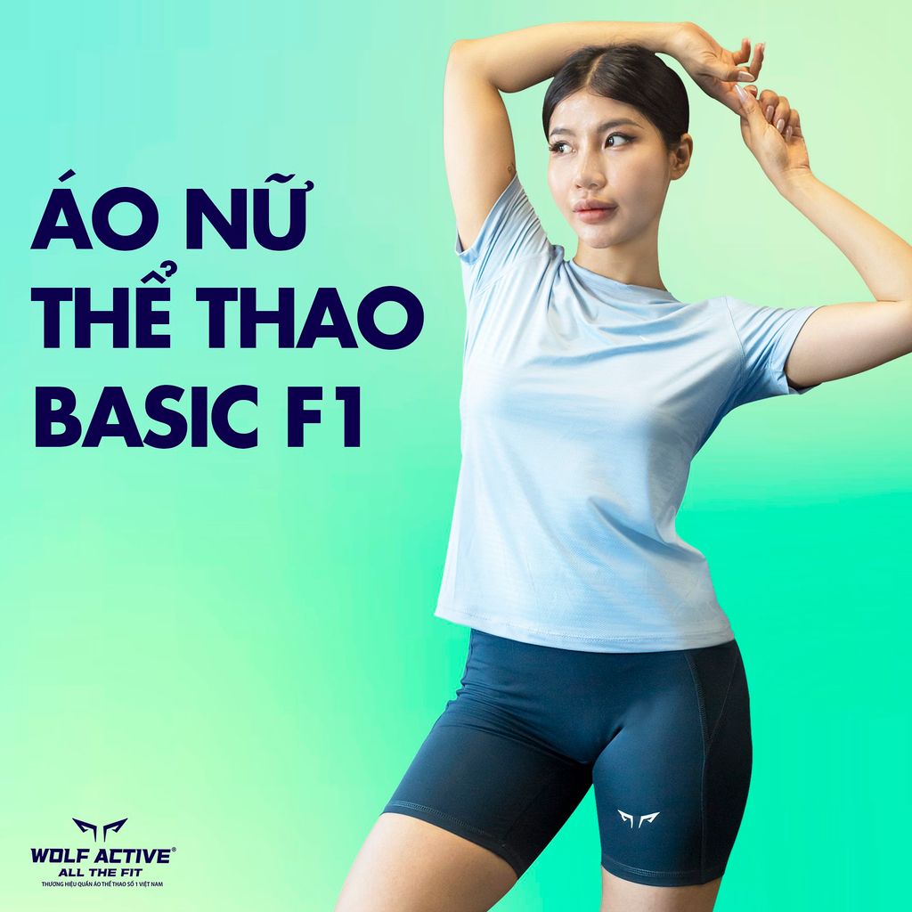 Áo Thể Thao Basic Wolf Active F1 Nữ, Áo Tập Gym, Áo Chạy Bộ Chất Vải Active Max Cao Cấp, Mềm Mịn, Tôn Dáng