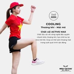 Áo Chạy Bộ Nữ Wolf Active Cờ Đỏ Sao Vàng, Chất Vải Active Max Cao Cấp, Mềm Mịn, Co Giãn 4 Chiều