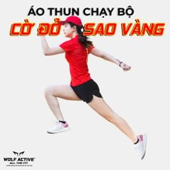 Áo Chạy Bộ Nữ Wolf Active Cờ Đỏ Sao Vàng, Chất Vải Active Max Cao Cấp, Mềm Mịn, Co Giãn 4 Chiều