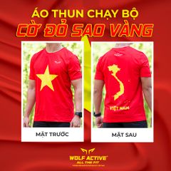 Áo Chạy Bộ Nam Wolf Active Cờ Đỏ Sao Vàng, Chất Vải Active Max Mềm Mịn, Thoáng Khí, Co Giãn 4 Chiều