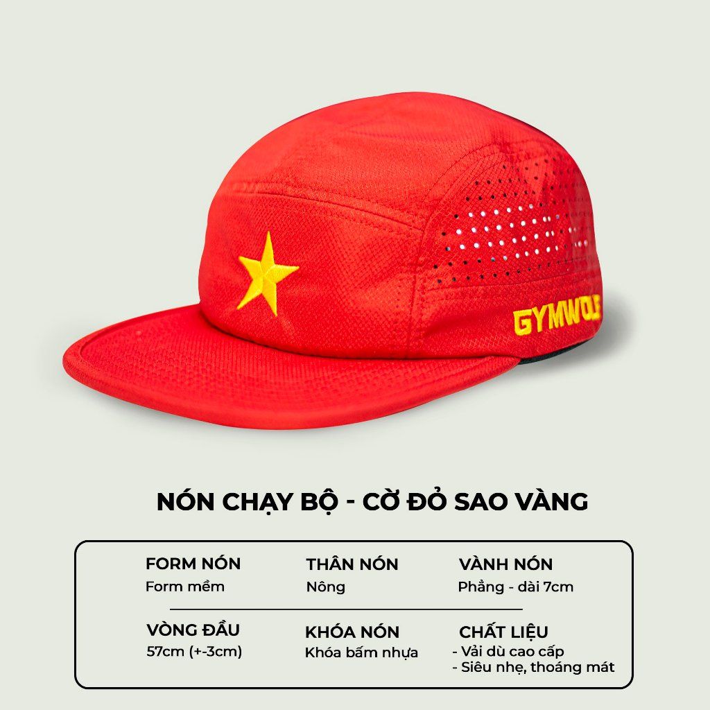 Nón Chạy Bộ Wolf Active Cờ Đỏ Sao Vàng 178, Nón Thể Thao Nam Nữ Nhẹ, Nhanh Khô, Thoáng Khí