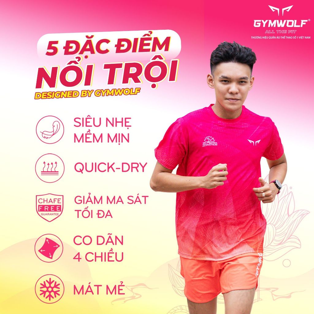 Áo Chạy Bộ Wolf Active Đất Sen Hồng 38,Chất Vải Thoáng Mát Co Giãn 4 Chiều Cho Cả Nam Và Nữ