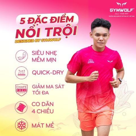Áo Chạy Bộ Wolf Active Đất Sen Hồng 38,Chất Vải Thoáng Mát Co Giãn 4 Chiều Cho Cả Nam Và Nữ
