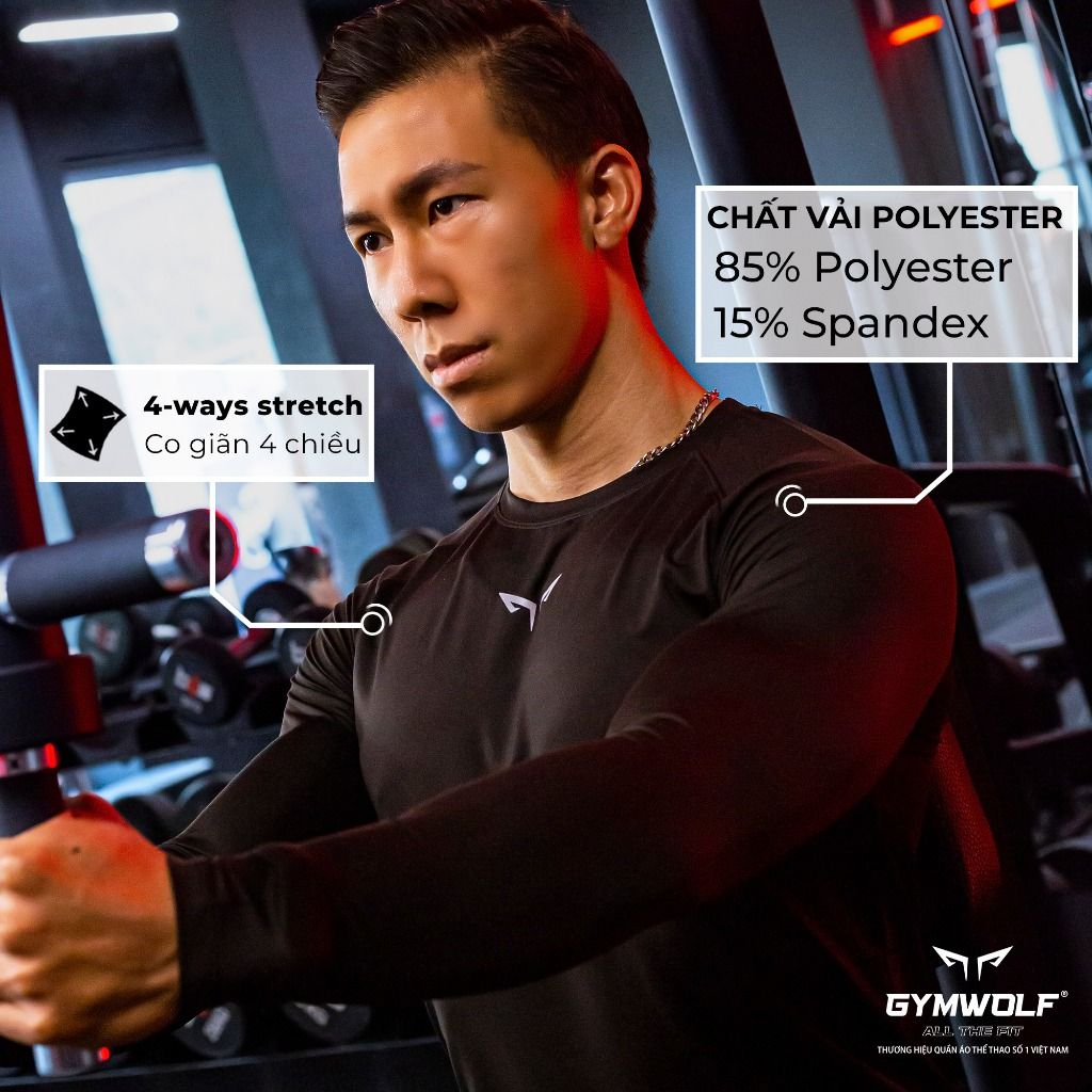 Áo Dài Tay Nam Wolf Active Powerfit V1 185, Áo Giữ Nhiệt Thể Thao, Áo Tập Gym Body Chất Vải Dày Dặn, Mềm Mịn