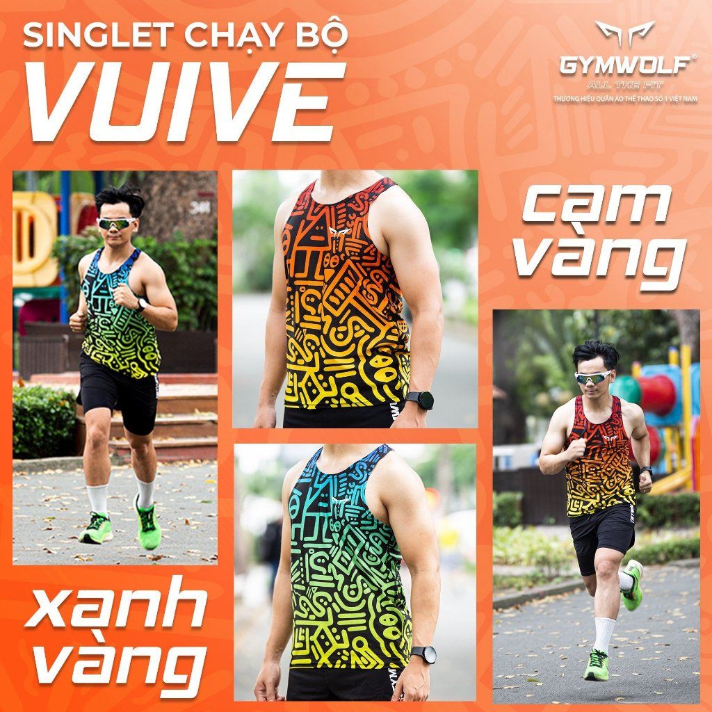 Áo Singlet Chạy Bộ Wolf Active Vui Vẻ 1, Áo Chạy Bộ Cao Cấp, Quick Dry, Nhanh Khô, Co Giãn 4 Chiều