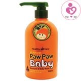 Sữa tắm gội 2 in 1 cho bé Healthy Care Paw Paw Baby của Úc chai 500ml