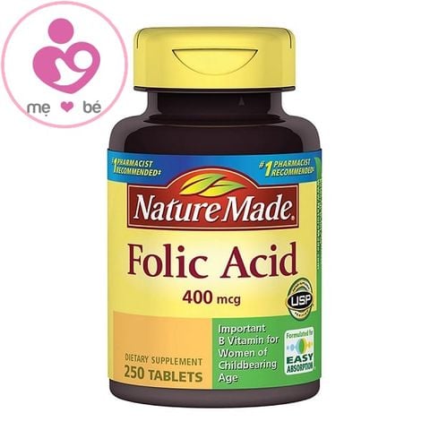Axit Folic Nature Made Folic Acid 400mcg của Mỹ lọ 250 viên