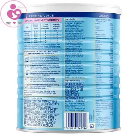 Aptamil Prosyneo Sensitive của Úc cho trẻ 0-12 tháng dị ứng đạm sữa bò hộp 900g